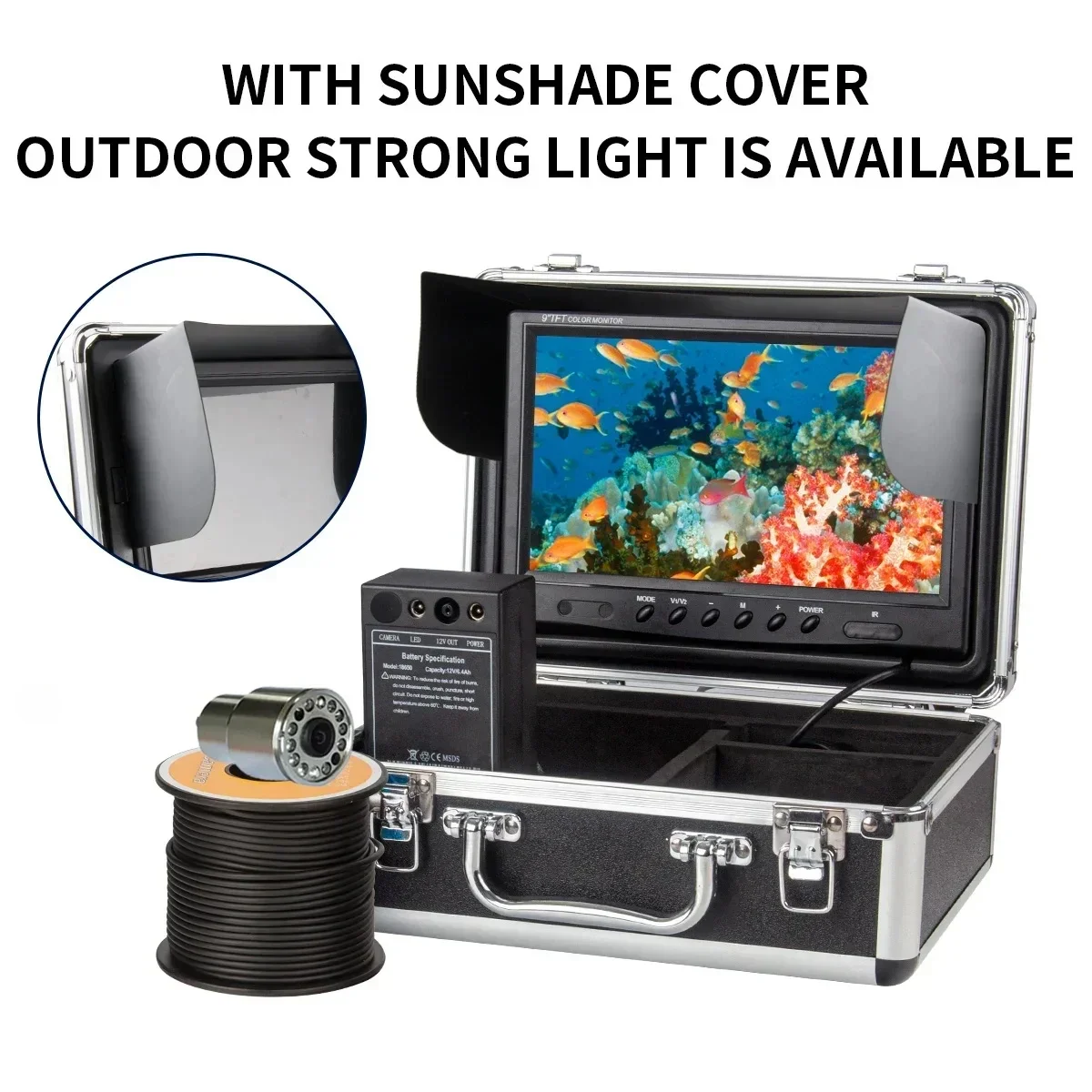 Fish Finder Case - WF13 7-Zoll-LCD-Bildschirm 1000TVL HD Unterwasser-Angelkamera mit